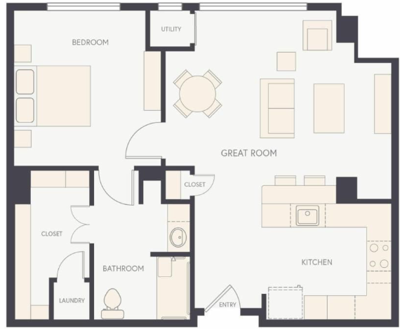 One Bedroom Plus B floor plan